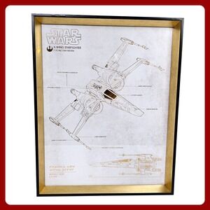 Star Wars X-Wing T-70 Blueprint Framed‎ Art Print Gold Lucasfilm Republic Hope